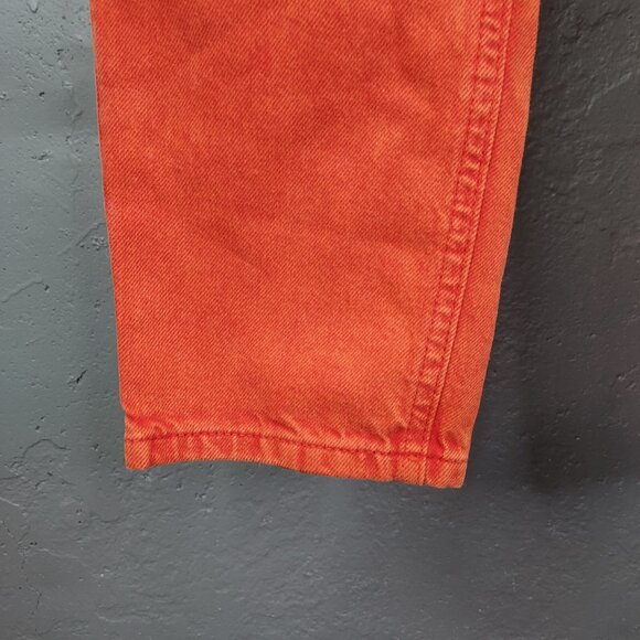 The Ragged Priest Butt Cut Mom Jeans Women's 26 Red Orange Cougar Torn Crop NEW - Picture 2 of 16